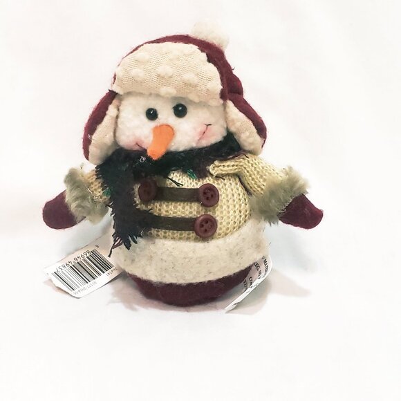Snowman Plush Cedar Lodge Ornament 4" Christmas Michaels Stores Shabby Chic - Picture 1 of 8